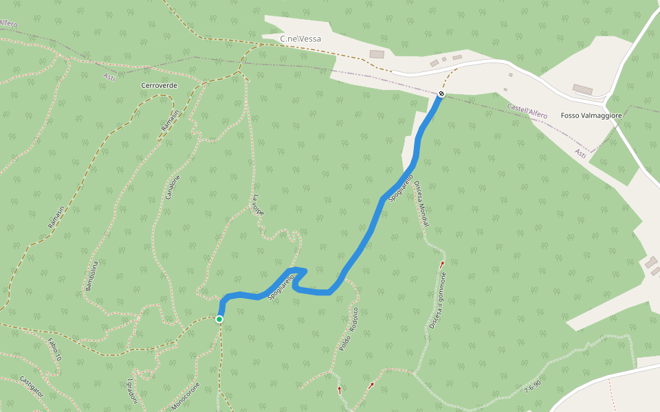 Spogliarello walking route map in Cascine Roasio