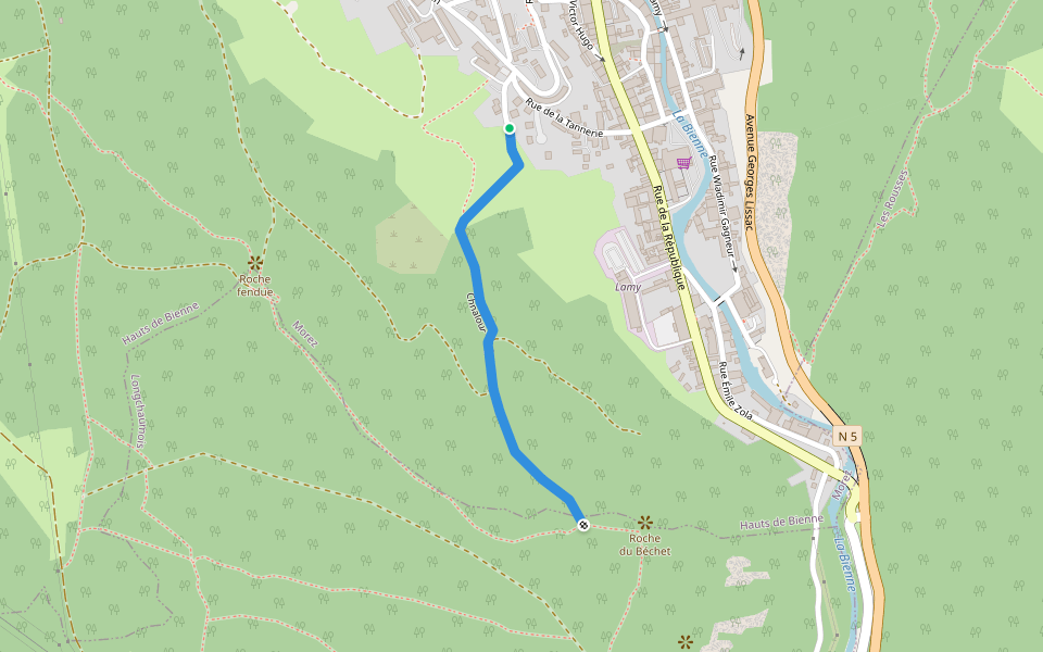 Chnalour walking route map in Hauts-de-Bienne
