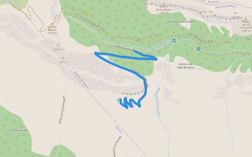 Senda de los Caracoles walking route map in Alhama de Murcia
