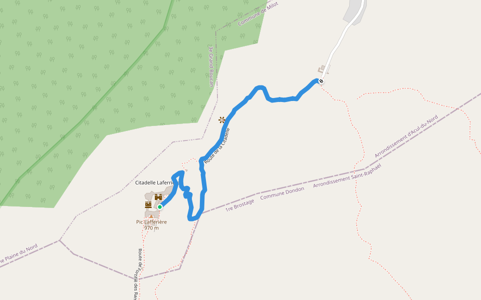 Route de la Citadelle walking route map in Vaseux