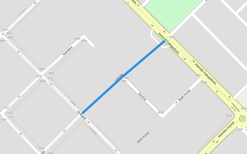 Laprida walking route map in Olavarría