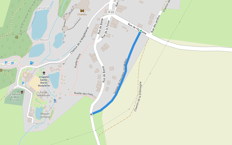 Sentier de Derrière Les Jardins walking route map in Montcornet