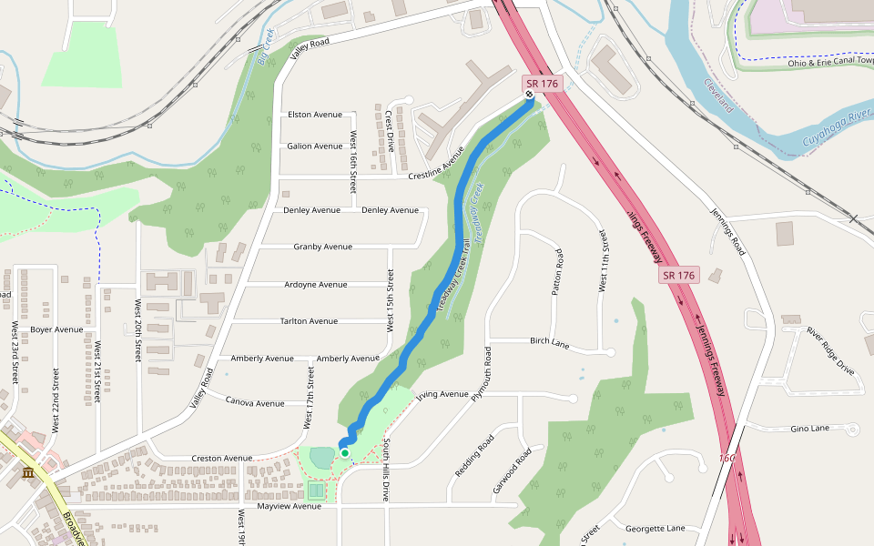 Treadway Creek Trail walking route map in Cleveland