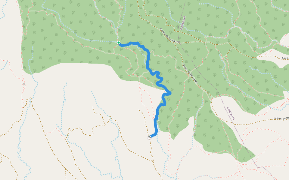 Barranco Cardiel walking route map in Terrer