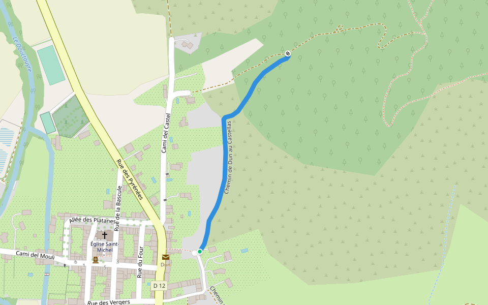 Chemin de Dun au Castellas walking route map in Dun