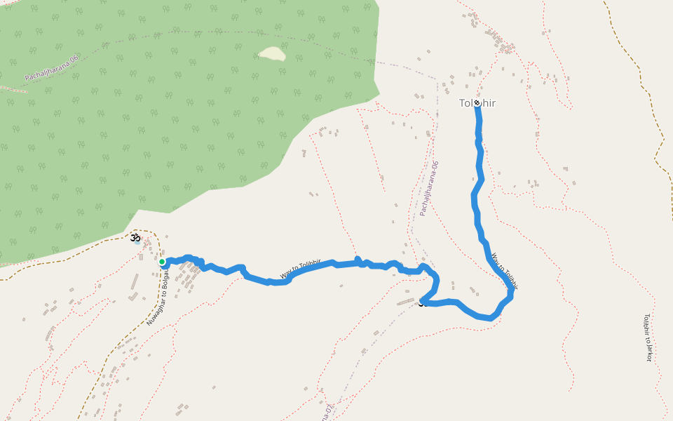 Way to Tolibhir walking route map in Nanikot