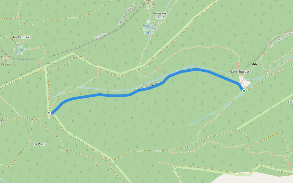 Camí de la Pasquala walking route map in Montblanc