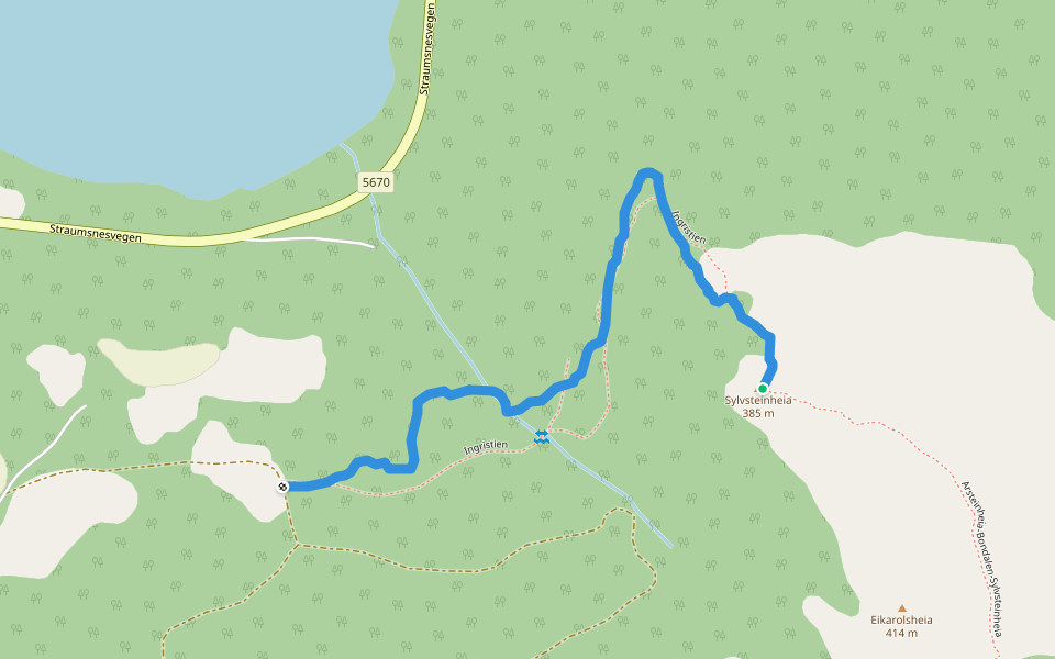 Ingristien walking route map in Åsnes