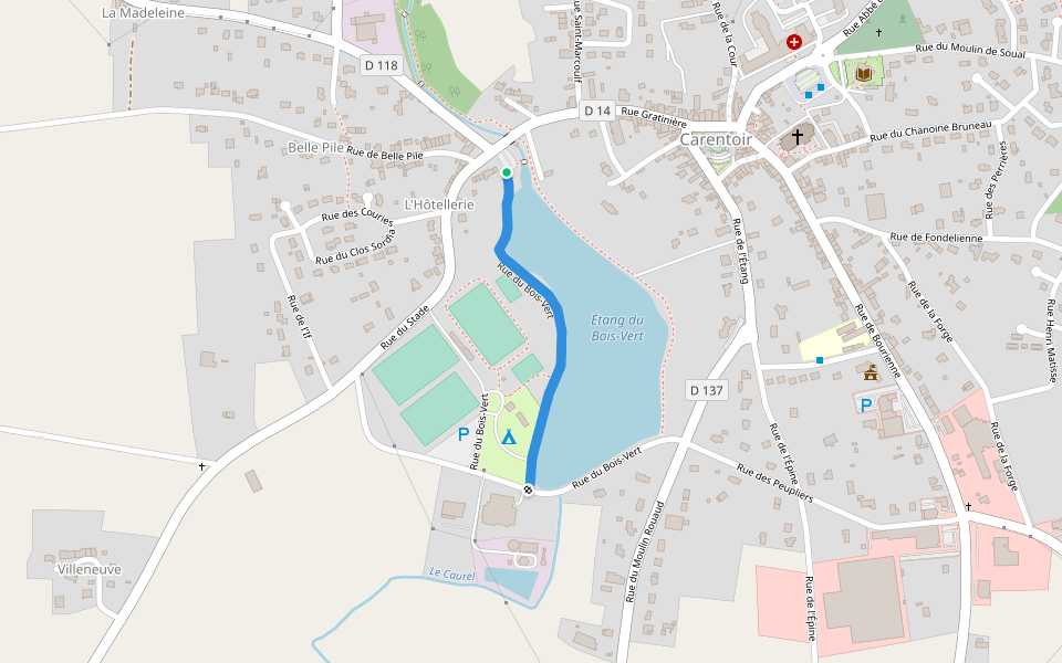 Rue du Bois-Vert walking route map in Carentoir