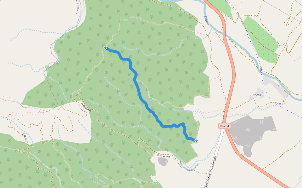 Senda de Pepe walking route map in Sabiñán