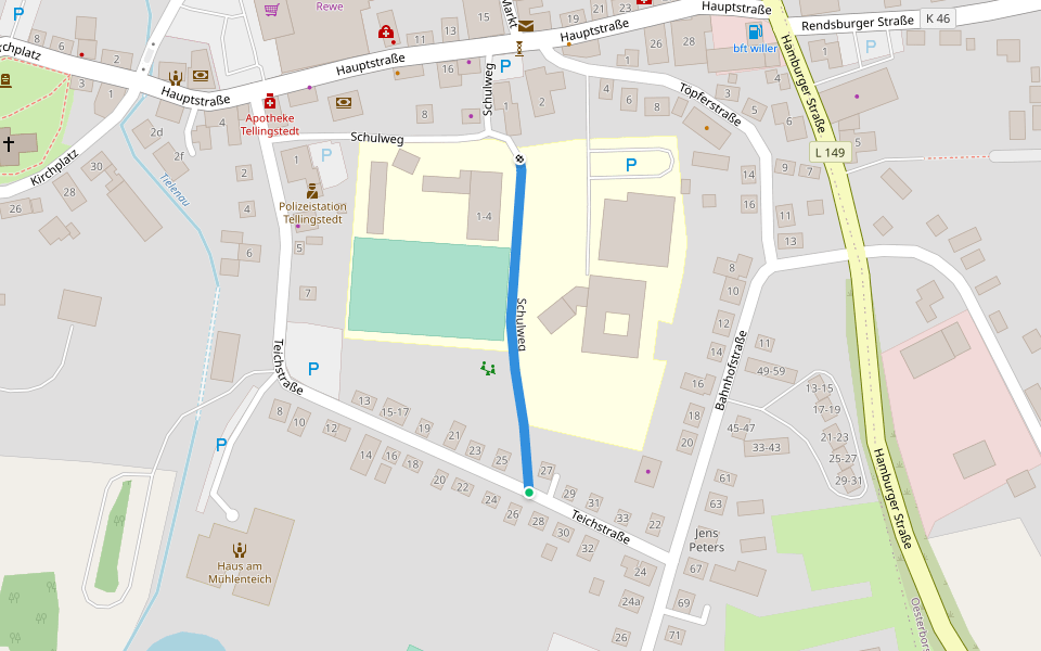 Schulweg walking route map in Tellingstedt