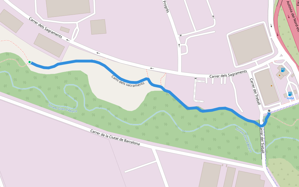 Cami dels sacraments walking route map in Abrera