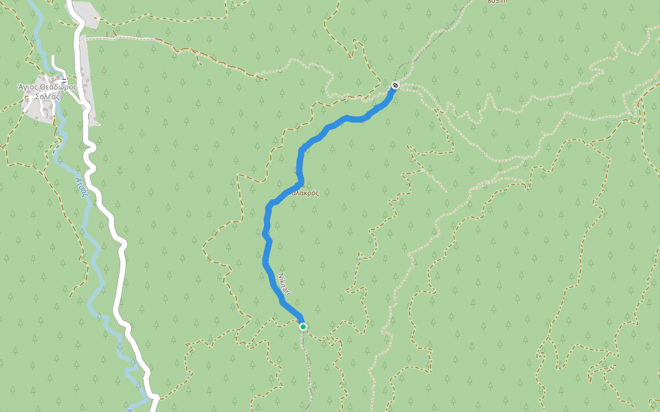 Φαλακρός walking route map in Ayios Theodoros Soleas