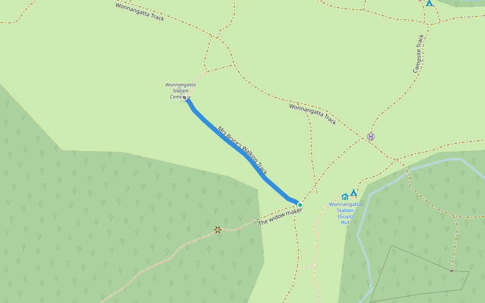 Mrs Bryce's Walking Track walking route map in Billabong