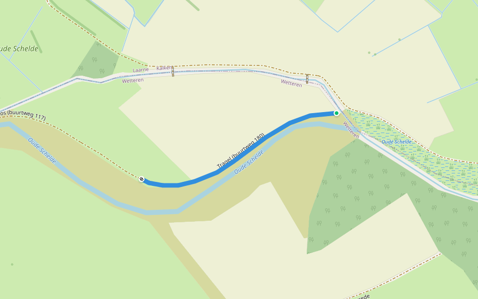 Tragel (buurtweg 180) walking route map in Laarne