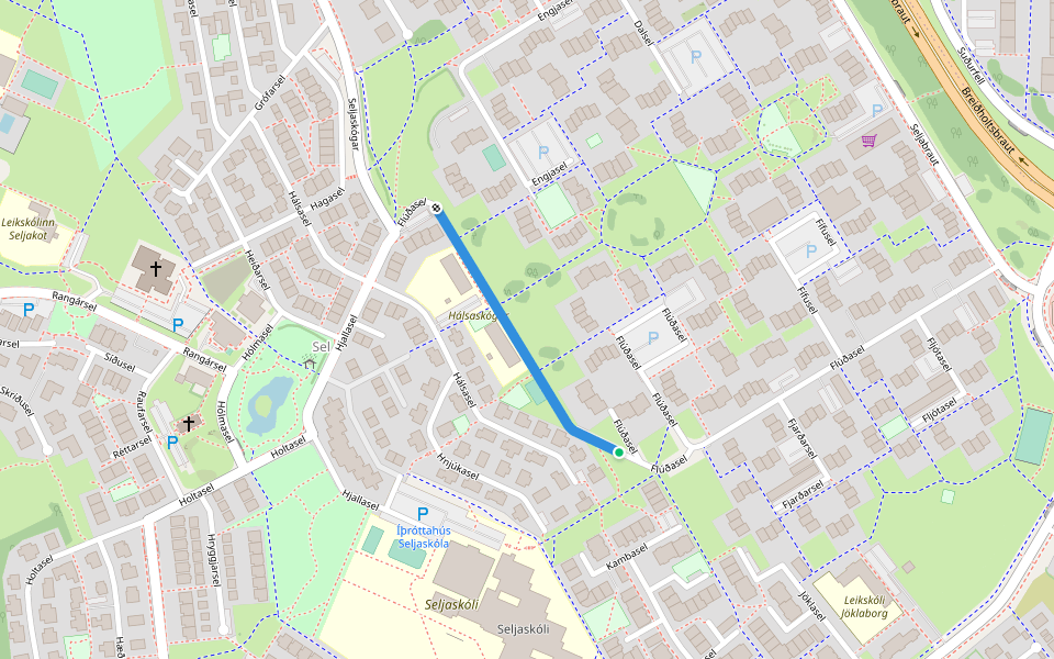 Flúðasel walking route map in Reykjavík