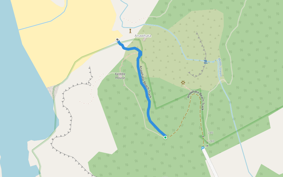 Anawhata Beach Track walking route map in Anawhata