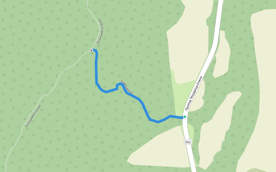 Екоиъмека walking route map in Elena