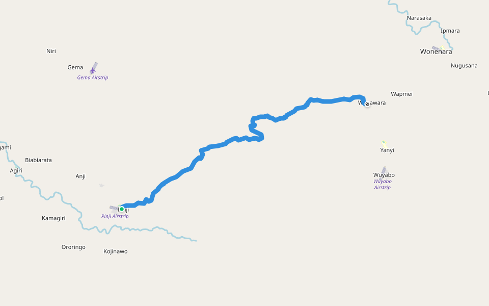 Pinji - Wonenara Trail walking route map in Takari