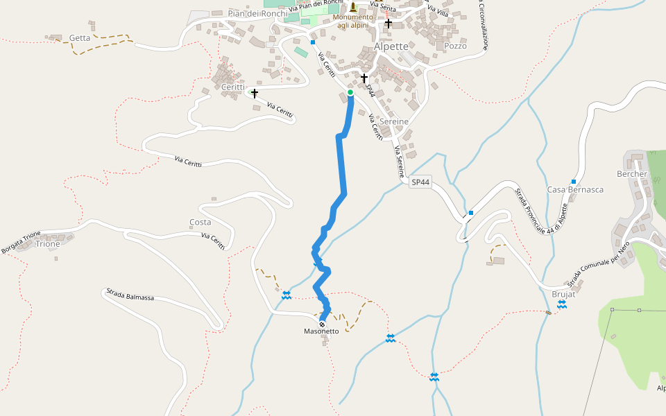 Alta Via Canavesana - tratto Alpette Musrai walking route map in Alpette