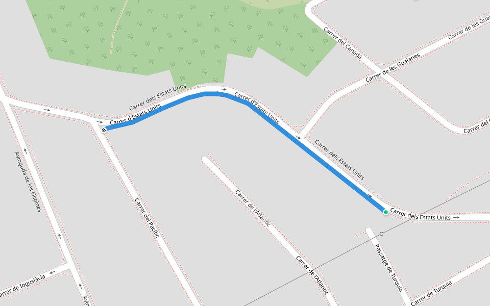 Carrer d'Estats Units walking route map in Calafell