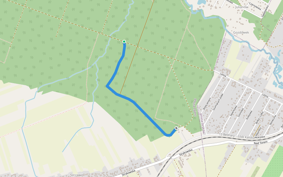 ścieżka leśna walking route map in Ciosny