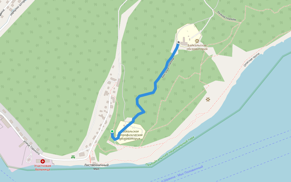 Быстрый подъём walking route map in Listvyanka