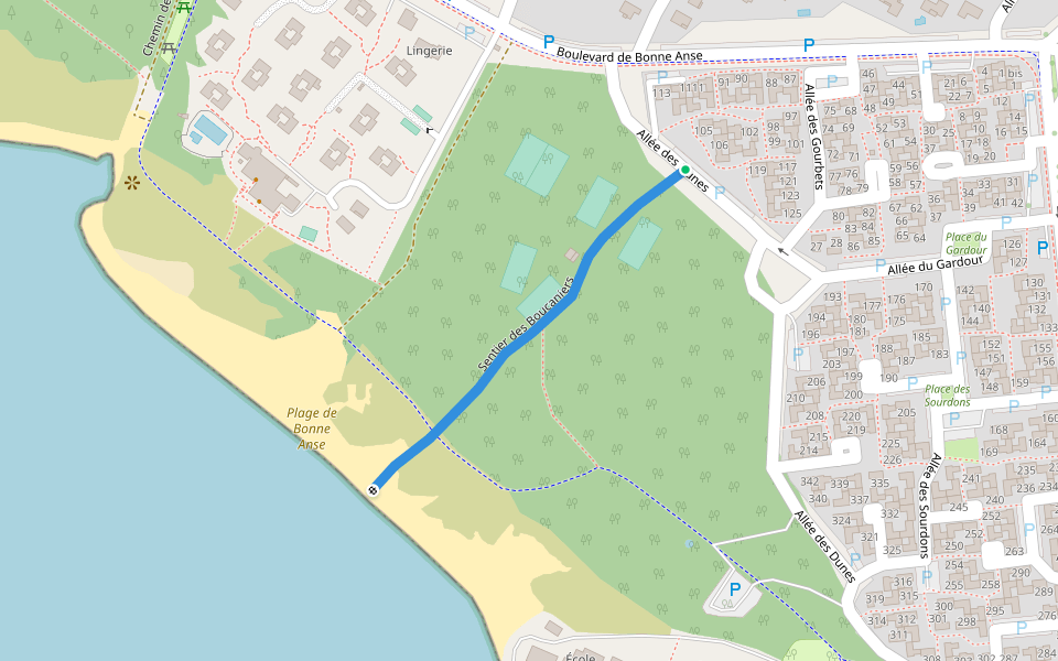 Sentier des Boucaniers walking route map in Les Mathes