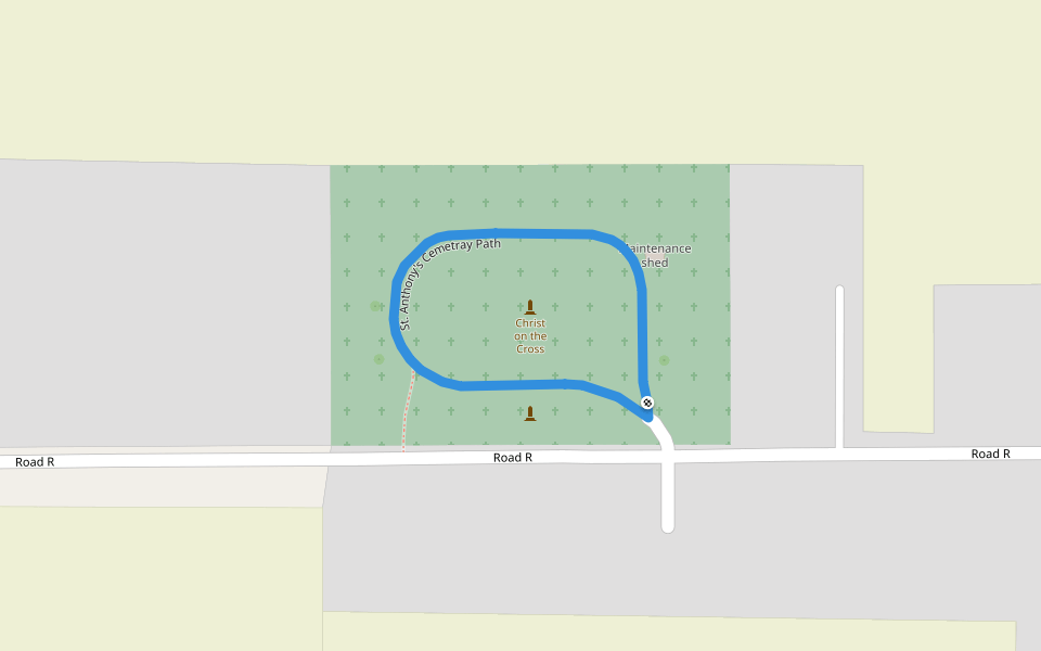 St. Anthony's Cemetray Path walking route map in Columbus Grove