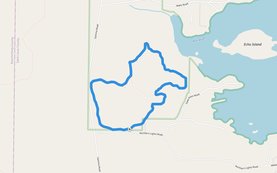 Echo Bay Hiking Trail walking route map in Kabetogama