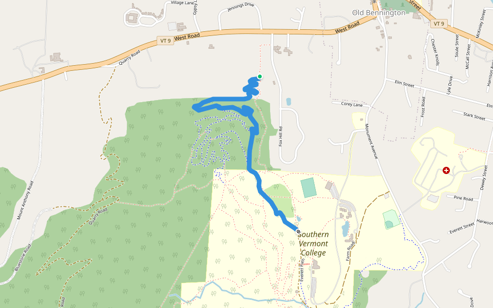 Halloween Tree walking route map in Bennington