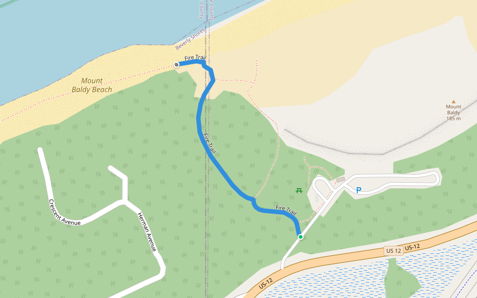 Fire Trail walking route map in Michigan City