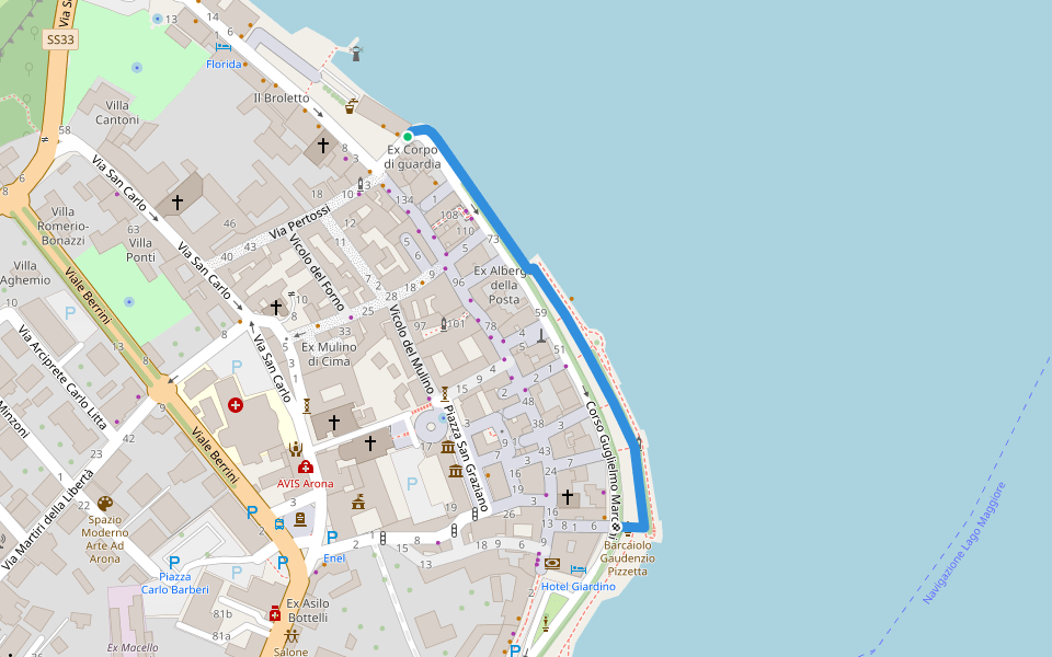 Area demaniale Fratelli Carlo e Luigi Beolchi walking route map in Arona