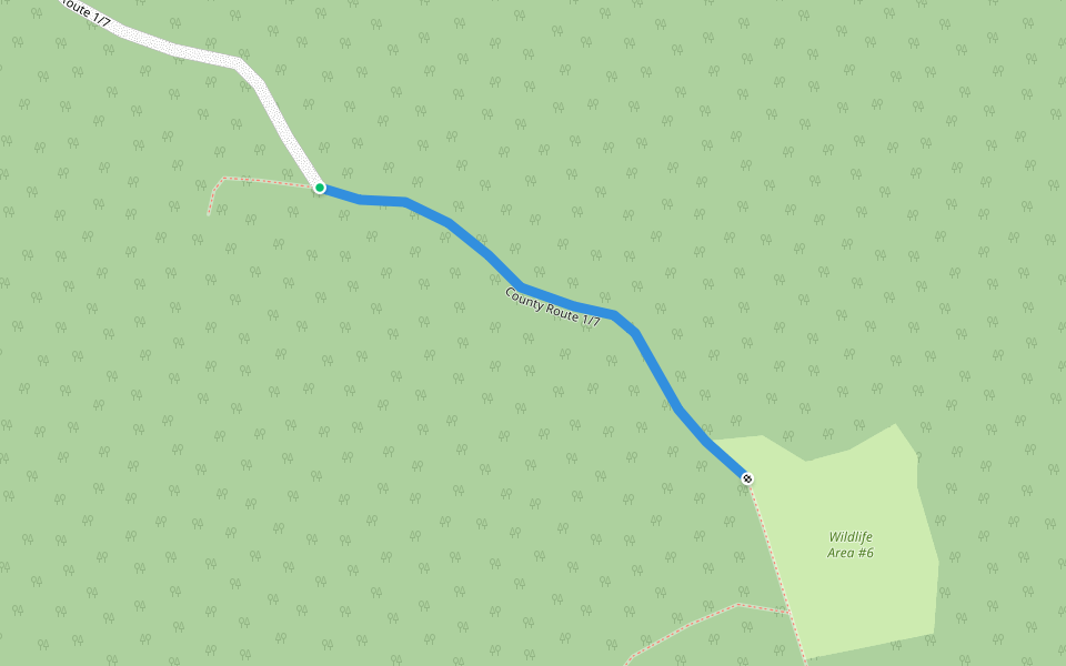 County Route 1/7 walking route map in Camp Creek