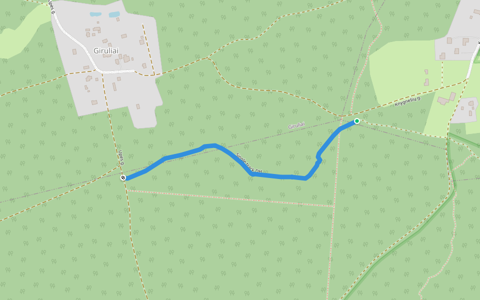Single track DH walking route map in Giruliai