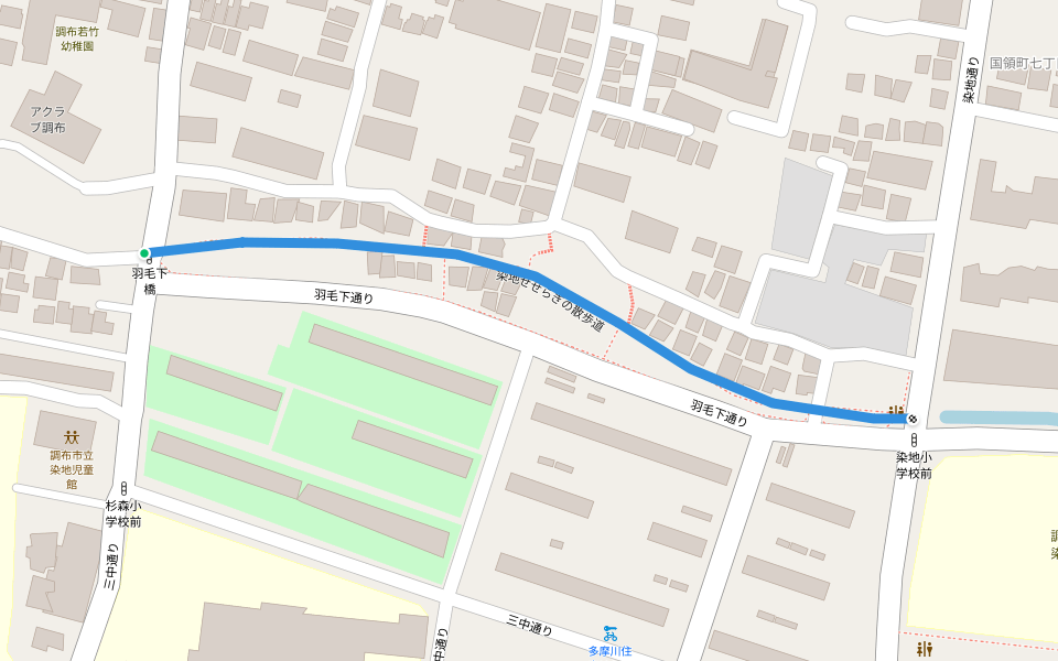 染地せせらぎの散歩道 walking route map in Chofu