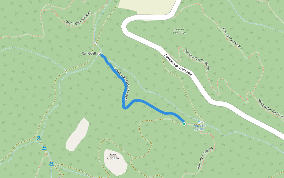 Corriol del Pont de l'Ocell walking route map in Bescanó