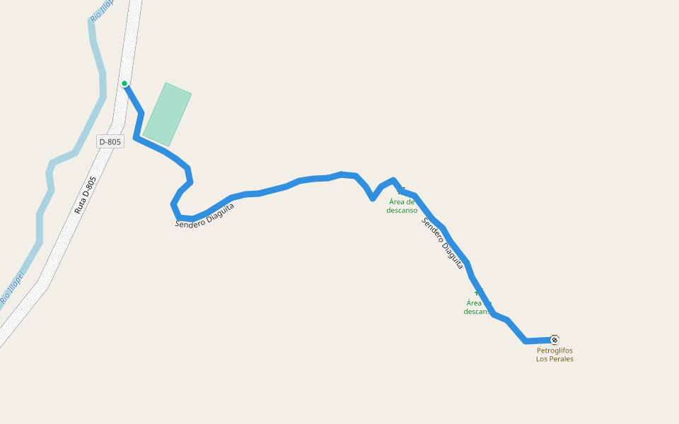 Sendero Diaguita walking route map in Cancha la Unión