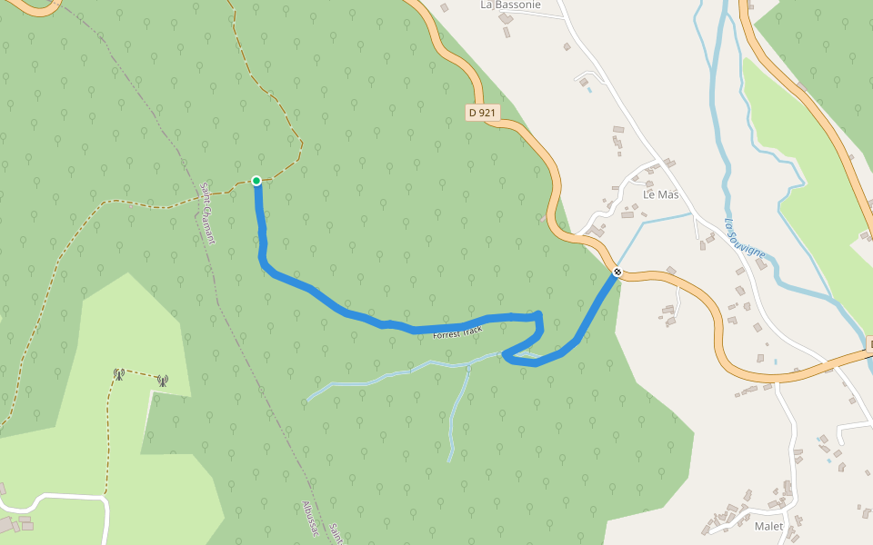 Forrest Track walking route map in Saint-Chamant