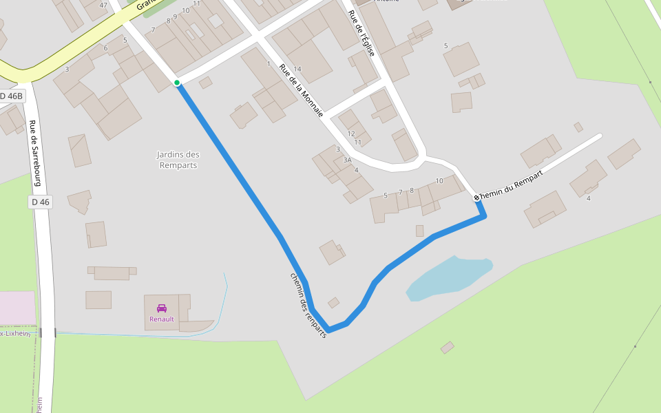 chemin des renparts walking route map in Lixheim
