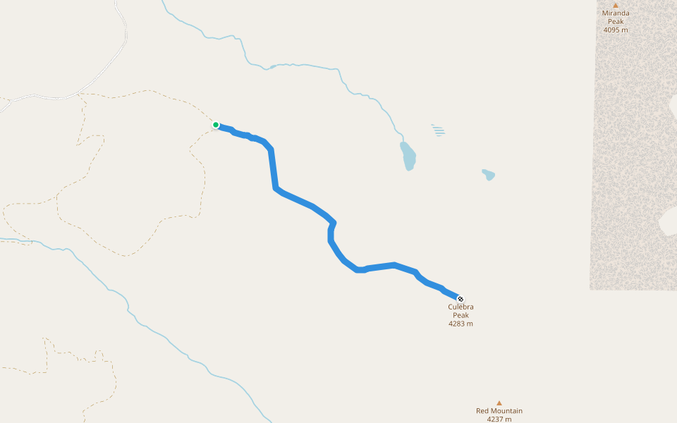 Culebra Peak walking route map in Weston