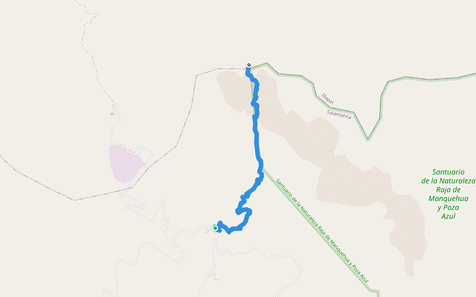 Sendero Raja de Manquehua walking route map in Arboleda Grande