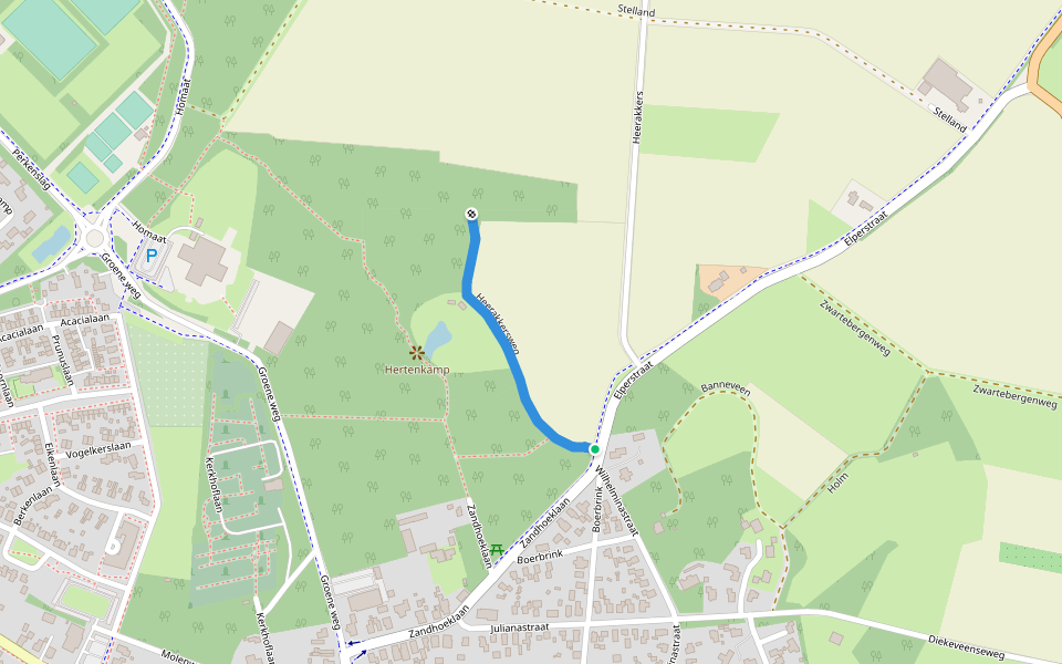 Heerakkersweg walking route map in Westerbork