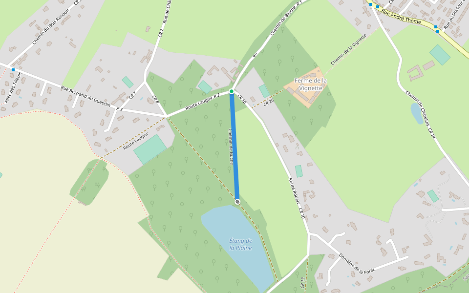 Chemin de Buche walking route map in Montfort-l'Amaury