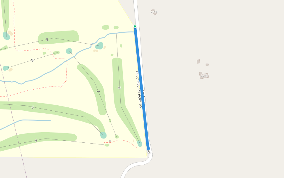 Out of Bounds Holes 1-5 walking route map in Aurora