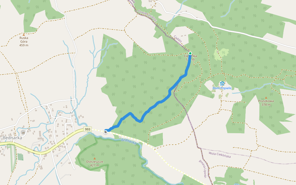 Droga krzyżowa walking route map in Cieklin