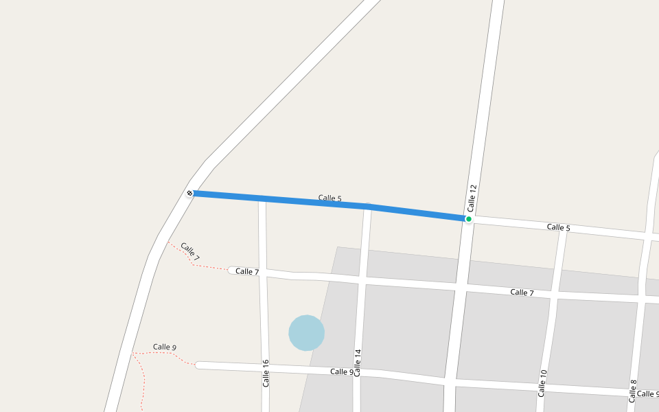 Calle 5 walking route map in Tibolón