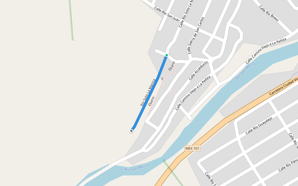 Río Soto La Marina walking route map in Ciudad Victoria