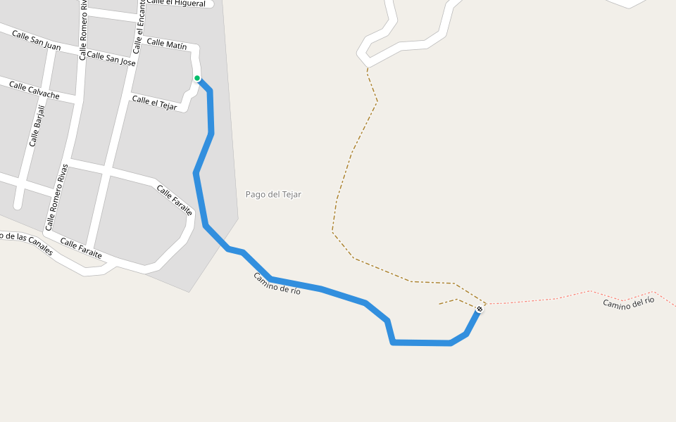 Camino de río walking route map in Padules