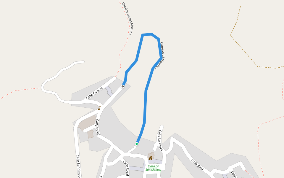 Camino de Genchor walking route map in Beires